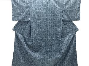 抽象模様織出し手織り紬着物アンサンブル